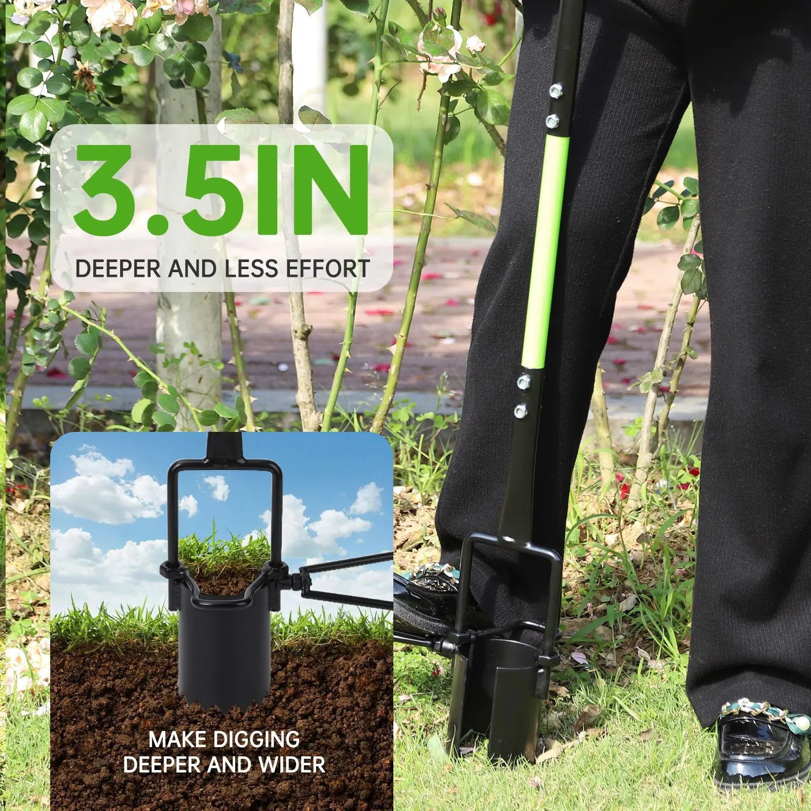 Bulb Planter Tool Grass Plugger Tool Transplanting Garden Hole Digger for Plants Serrated Base Gardening Bulb Sod Transplanter