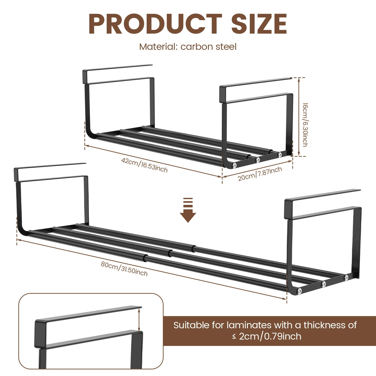 Adjustable Shoe Rack Hanging Under Cabinets Clothes Shoe Storage Shelf Expandable Household Retractable Organizer