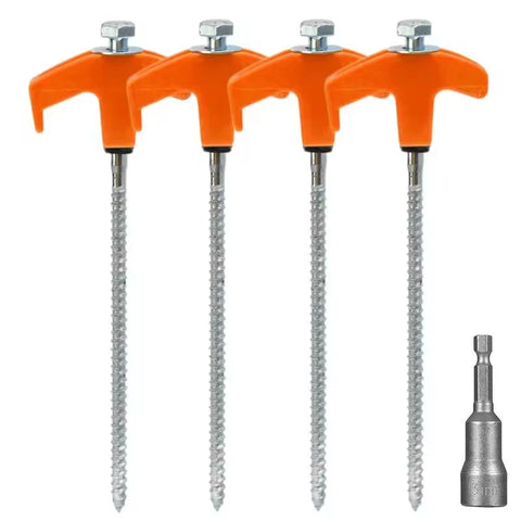 4/10pcs Outdoor Tent Ground Nail 20CM Screw Anchor Stakes Pegs For Trap Shelter Carbon Steel Hexagonal Head Camp Accessories