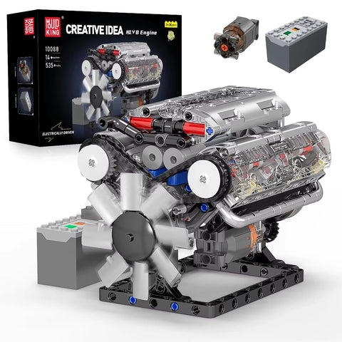 Diy King10088 V8 Engine Building Kit - Build Your Own V8 Engine Toy, 8-Cylinder Petrol Car Engine Replica Model Kit Building Kit