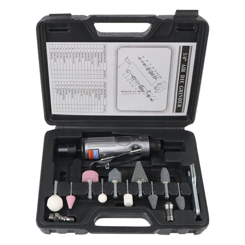 Air Grinder Mill Engraving Tool Car Tool Grinding Polishing Machine Kit Pneumatic Die Grinder 1/4" 1/8" 16Pcs Air Die Grinder
