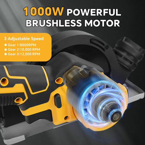 Cordless Circular Saw 12000RPM Brushless 3 Speed Angle Grinder Wood Plastic Metal Cutting for Dewalt 20V Battery (No Battery)
