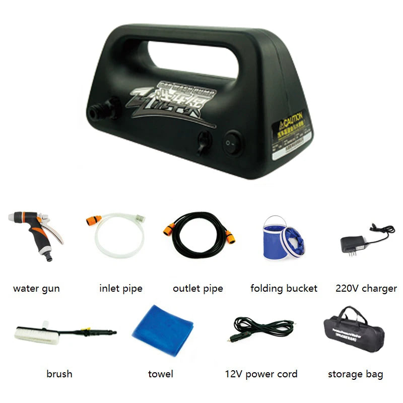 Portable Rechargeable Lithium Battery Water Gun, Wireless Vegetable Washing Machine Vehicle, 12V High Pressure Water Pump
