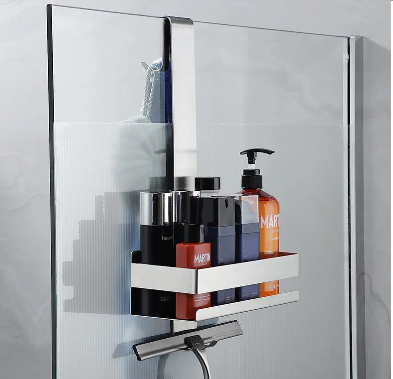 Movable Bathroom Shelves No Drill Shelf Organizer Shower Support Steel Shelf Multifunction Shelves Storage Unit For Bathroom