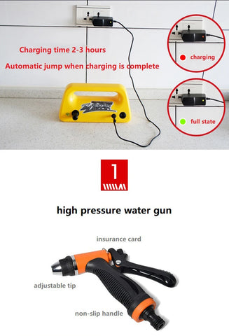 Portable Rechargeable Lithium Battery Water Gun, Wireless Vegetable Washing Machine Vehicle, 12V High Pressure Water Pump
