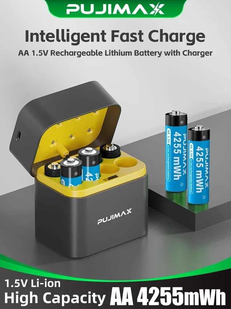 AA Smart Battery Charger 8 Slots for 1.5V AAA Rechargeable Lithium Ion Batteries Intelligent 1200 Times Recycle Fast USB Charger
