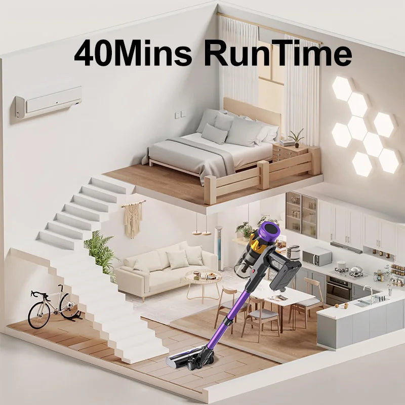 Handheld Vacuum Cleaner 45KPa 550W Brushless Motor LED Touchscreen,Removable Battery, Cordless Stick Vacuum for Home Pet Clean