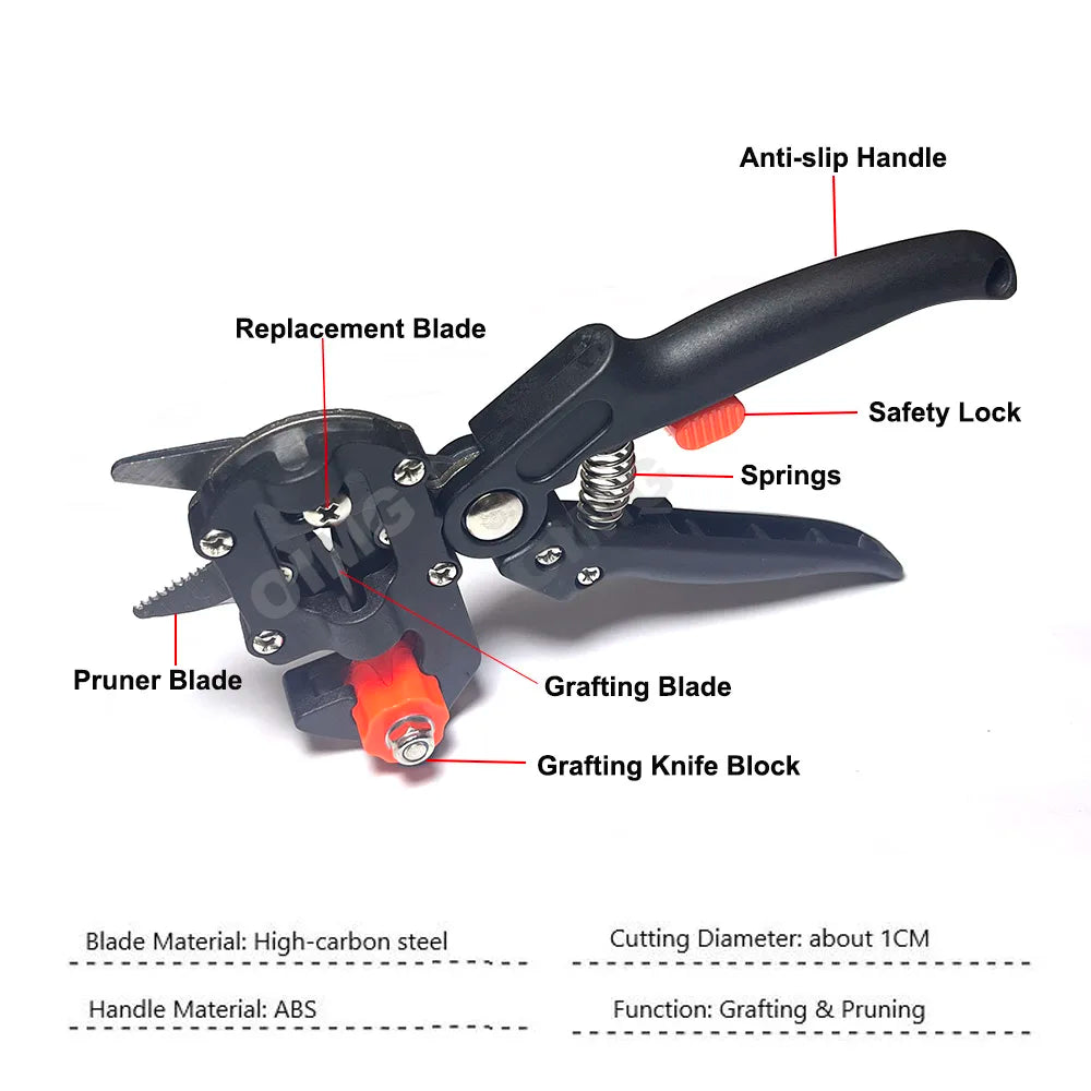Garden Grafting Tool Pruning Shears Cutting Tool for Plant Branch Vine Fruit Trees with 3 Blades Professional Grafting Scissors