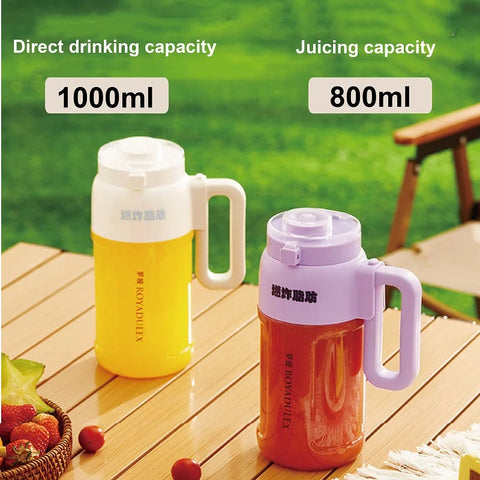 1000ml Wireless Juicer Blender Portable Drinking Cup Milkshake Mixer Juice Maker USB Rechargeable Home Juice Cup 1500mAh