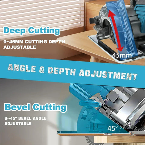 5 Inch 125MM Brushless Electric Circular Saw Hand Push Saw Multifunctional Woodworking Cuttiing Tool for Makita 18V Battery