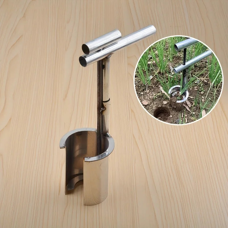 Stainless Steel Garden Transplanting Tool, Handheld, Durable Metal Manual Planter for Fruit Trees and Vegetable Seedlings