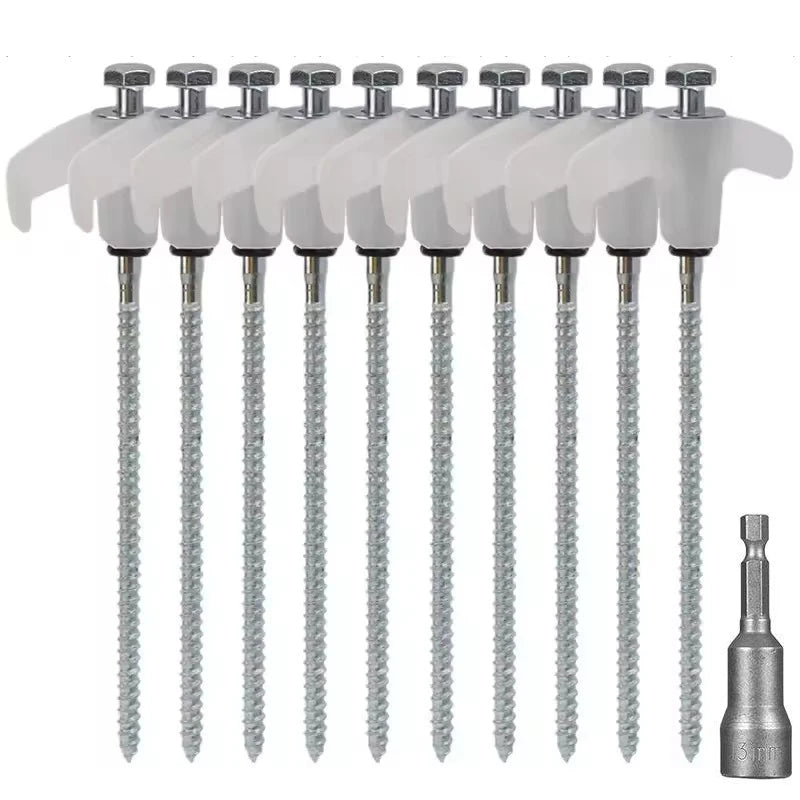 4/10pcs Outdoor Tent Ground Nail 20CM Screw Anchor Stakes Pegs For Trap Shelter Carbon Steel Hexagonal Head Camp Accessories