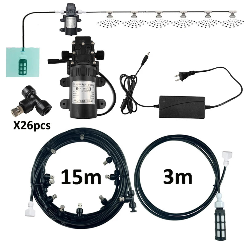 Water Mist Atomizer Electric Sprayer Misting Cooling System Garden Nebulizers Water Fog Plant Mister Nozzles