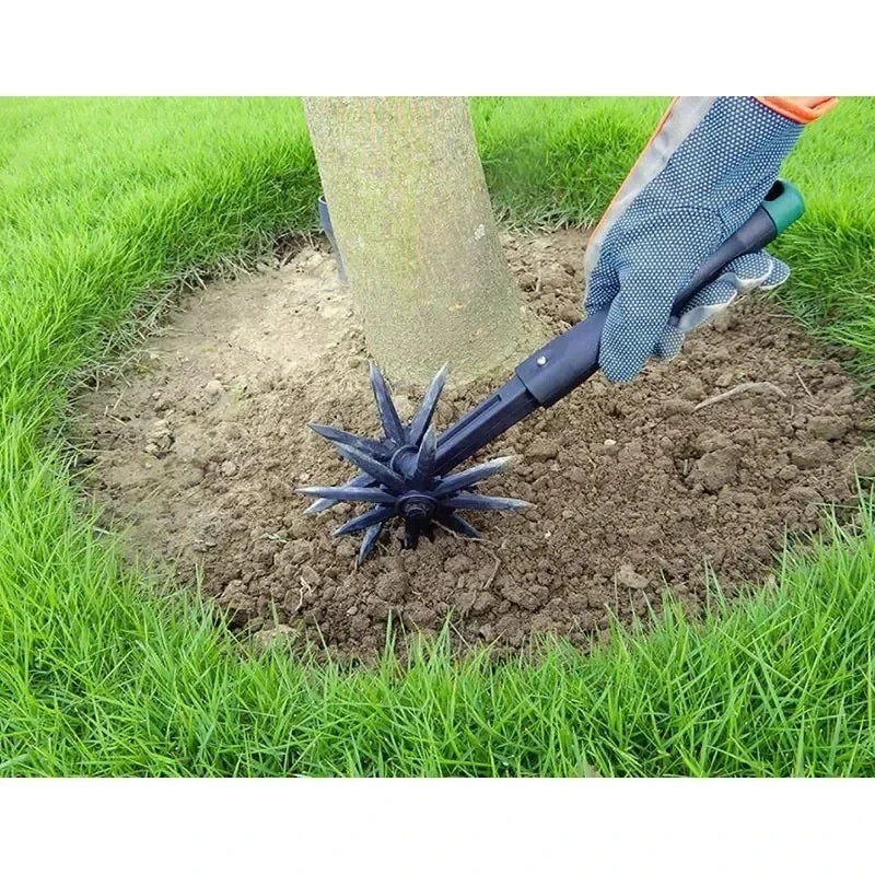Rotary Cultivator Garden Lawn Ripper,Adjustable Gardening Rotary Tiller and Hand-Held Garden Cultivator Tool Soil Plowing Tool