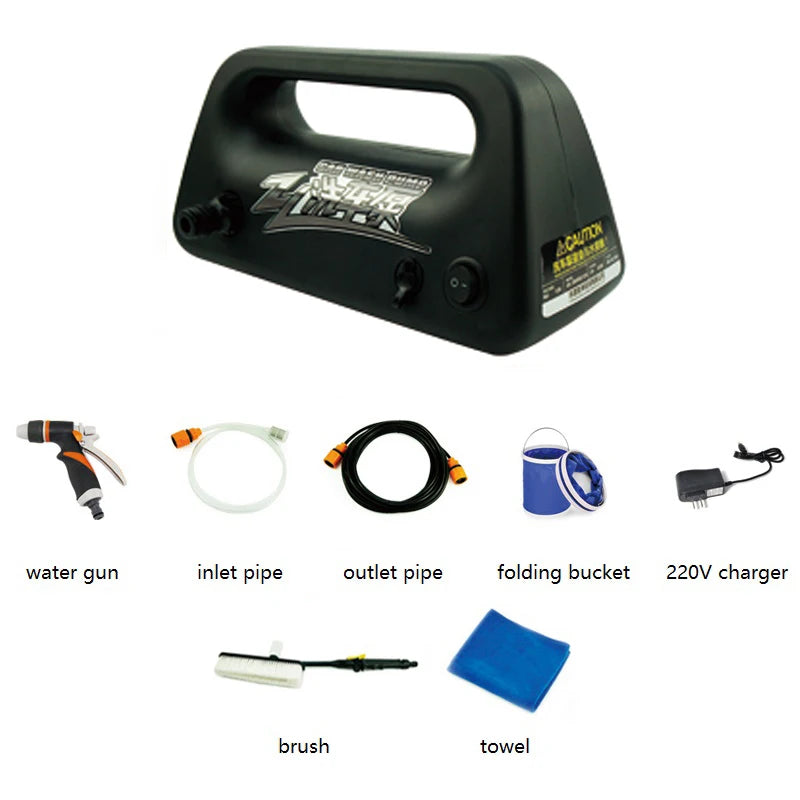 Portable Rechargeable Lithium Battery Water Gun, Wireless Vegetable Washing Machine Vehicle, 12V High Pressure Water Pump