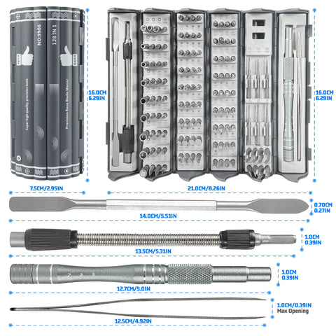 128 in 1 Electronics Precision Screwdriver Set Professional Magnetic Repair Tool with 122 Bits for Computer, PC, iPhone, Laptop