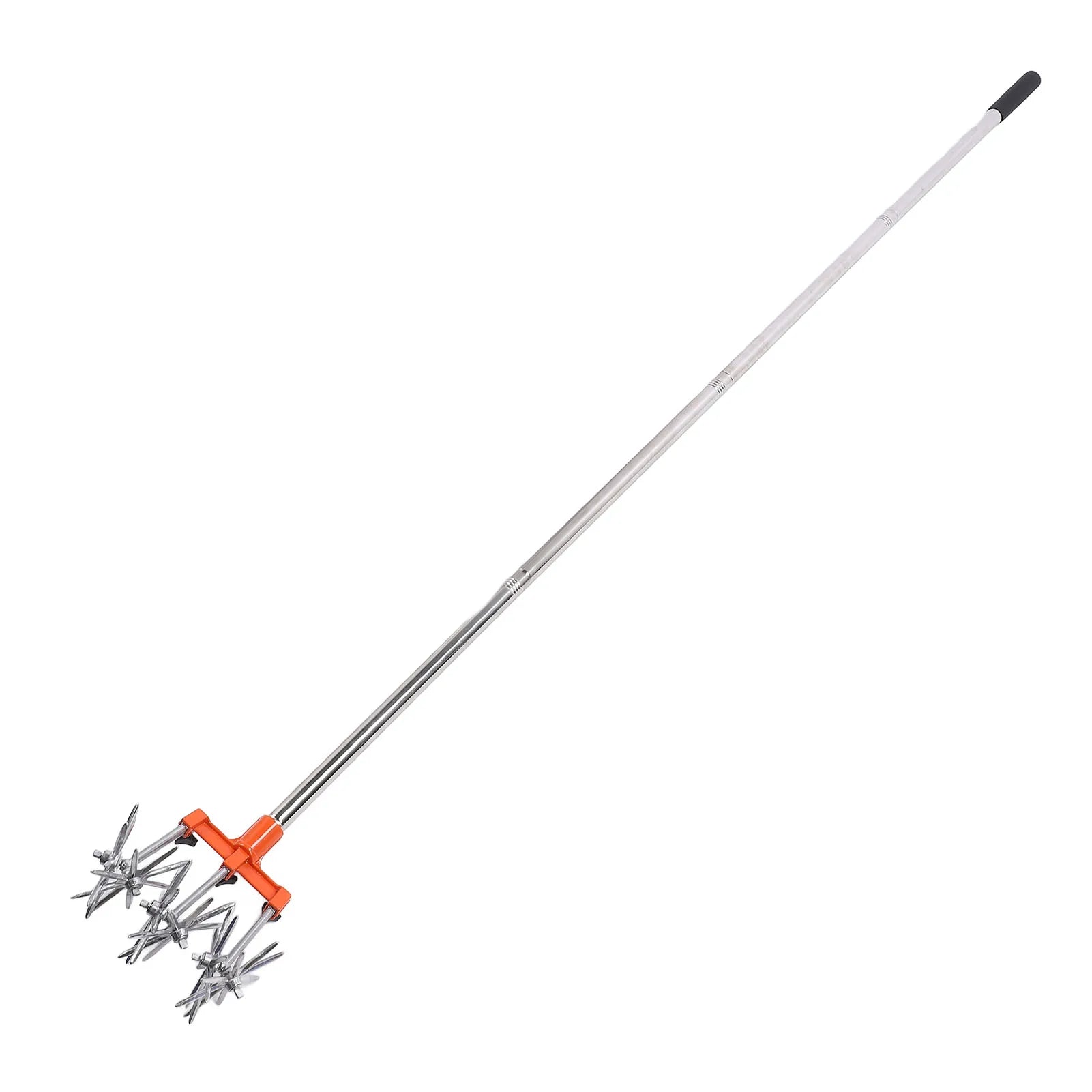 Manual Rotary Cultivator Tool Stainless Steel Teeth Adjustable Handle Garden Hand Tiller for Lawn Hand Rotary Cultivator