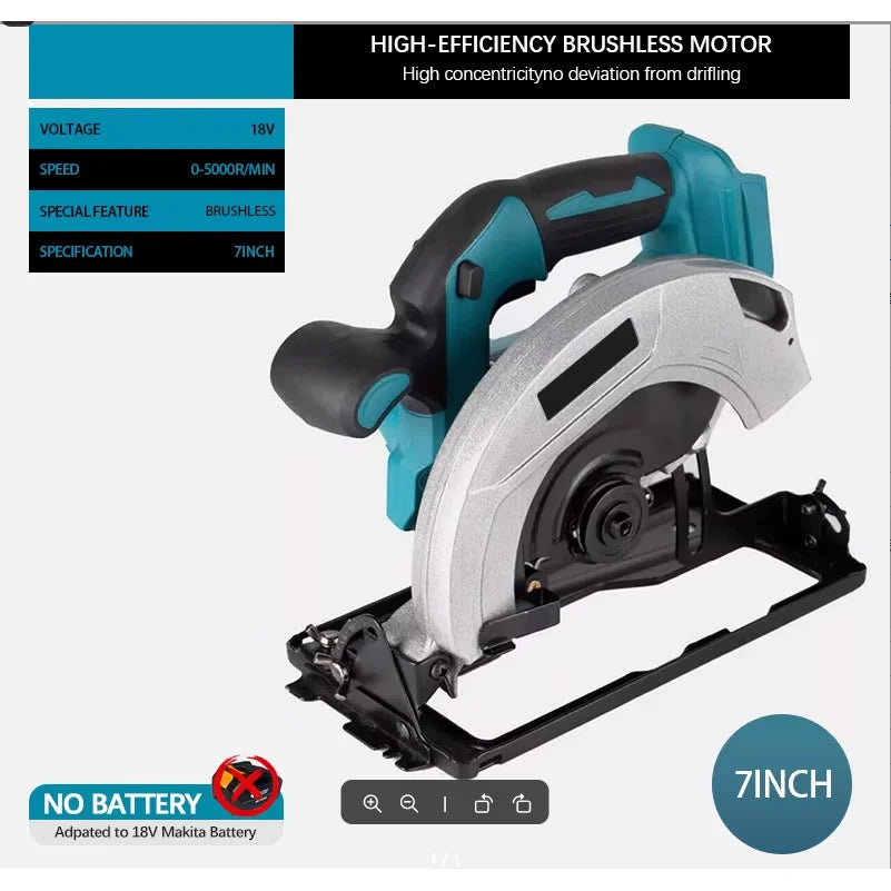 7Inch Brushless Electric Circular Saw Cordless High Board Cutting Machine Woodworking Power Tools For Makita 18V Battery pin