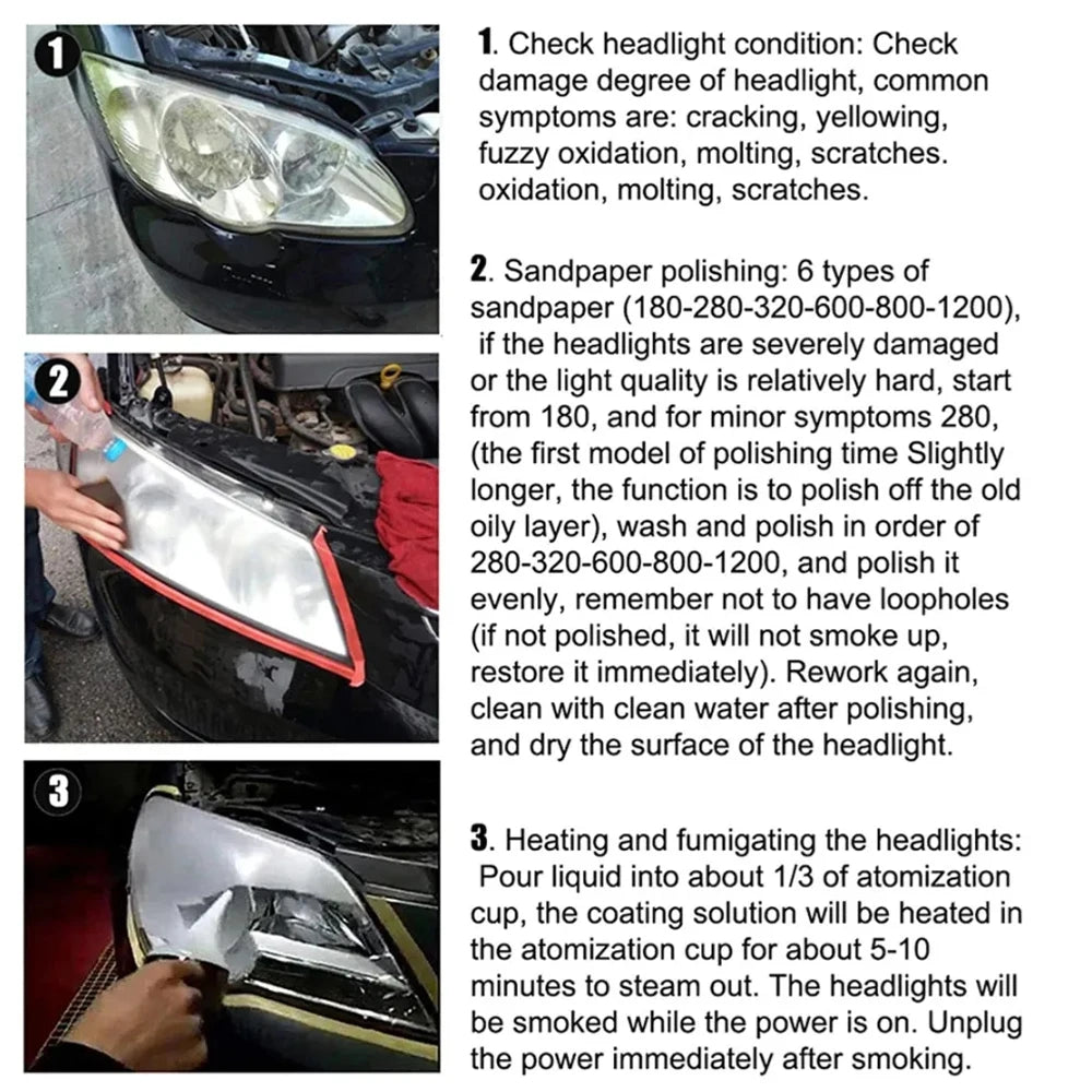 Car Headlight Restoration Kit Car Accessories Headlight Repair Polish Kit Headlamp Anti-Scratch Detailing Cleaning Maintenance