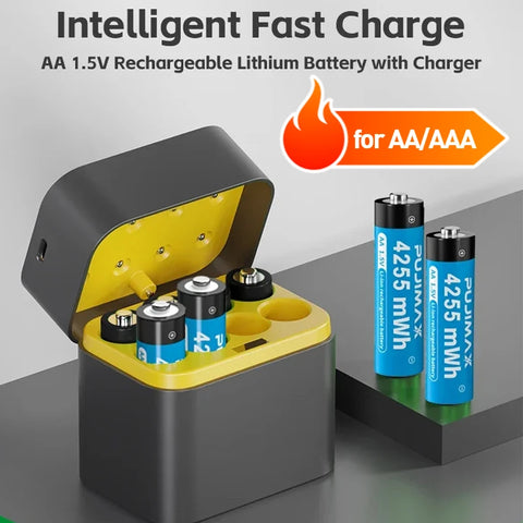 AA Smart Battery Charger 8 Slots for 1.5V AAA Rechargeable Lithium Ion Batteries Intelligent 1200 Times Recycle Fast USB Charger