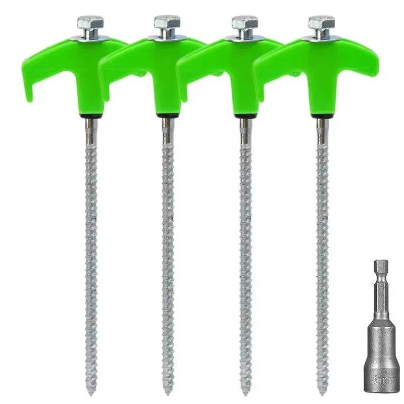 4/10pcs Outdoor Tent Ground Nail 20CM Screw Anchor Stakes Pegs For Trap Shelter Carbon Steel Hexagonal Head Camp Accessories