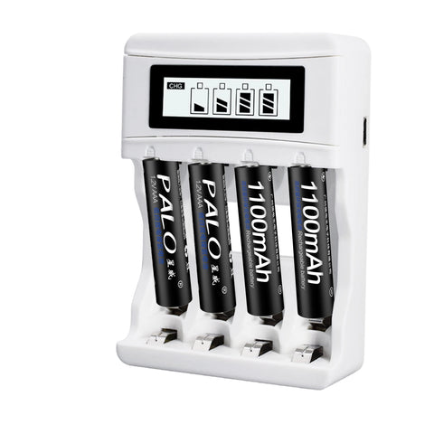 PALO AA and AAA Rechargeable Batteries 3000mAh NI-MH AA Battery LR6 1100mAh AAA LR3+LCD USB USB Charger for 1.2V AA AAA Battery