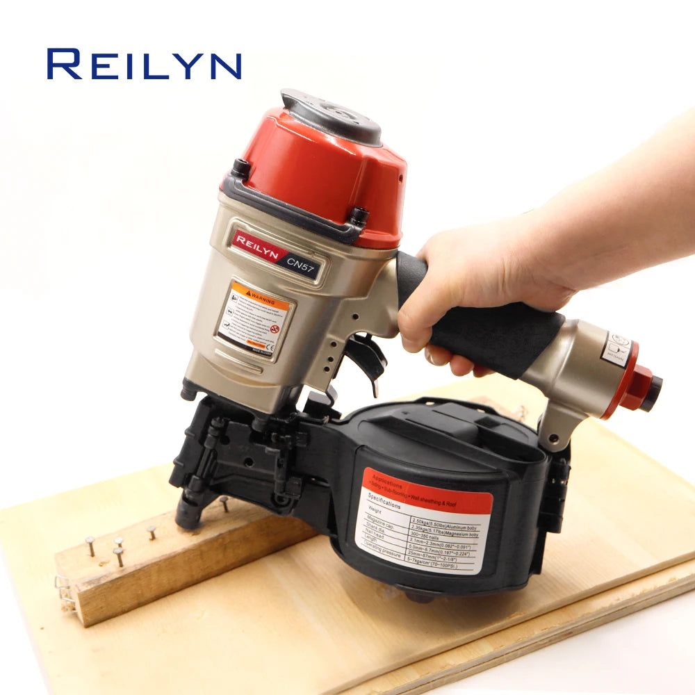 CN55 Pneumatic Nailer Gun CN57 Air Coil Nailer 57mm Nailes for Fencing Framing Roof Pallets Nail Gun Decorate Board Production