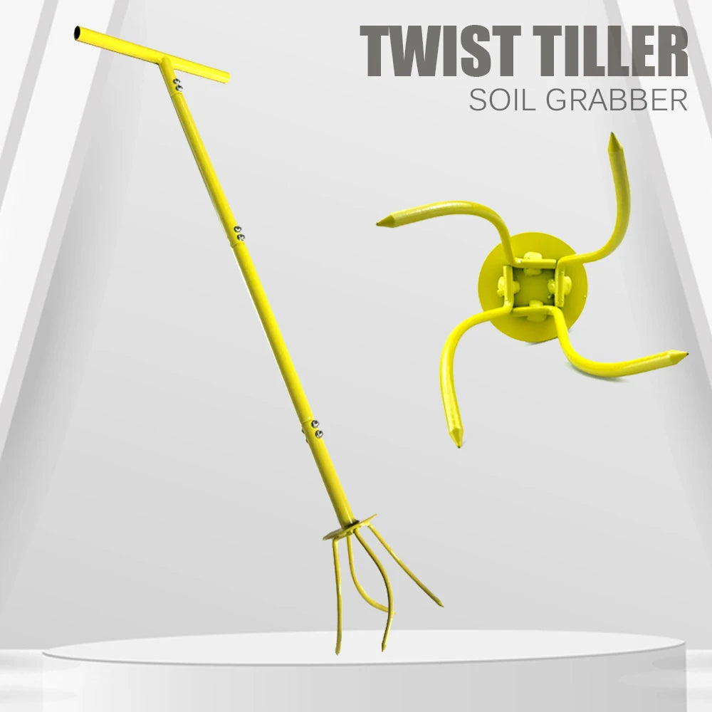 Twist Tiller Soil Grabber T-handle Adjustable Height Yard Garden Manual Soil Claw Cultivator Household Planting Tool