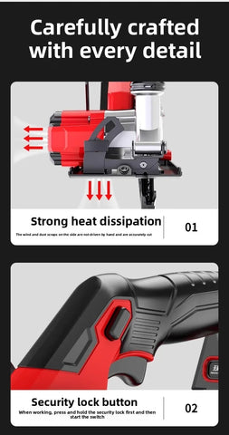 110V/220V Brushless Lithium Battery Electric Circular Saw Rechargeable Wireless Woodworking Hand Saw Power Tools CBA