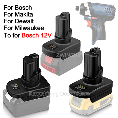 Battery Adapter For Makita/Dewalt/Milwaukee/Bosch 18V 20V Lithium Battery Convert to for Bosch 12V Cordless Power Tools