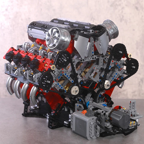 2718PCS V8 Engine Model kit Technincal Car MOC V8 Engine Supercar Model Assembly Car Building Blocks Brick Toys For Boys Gifts