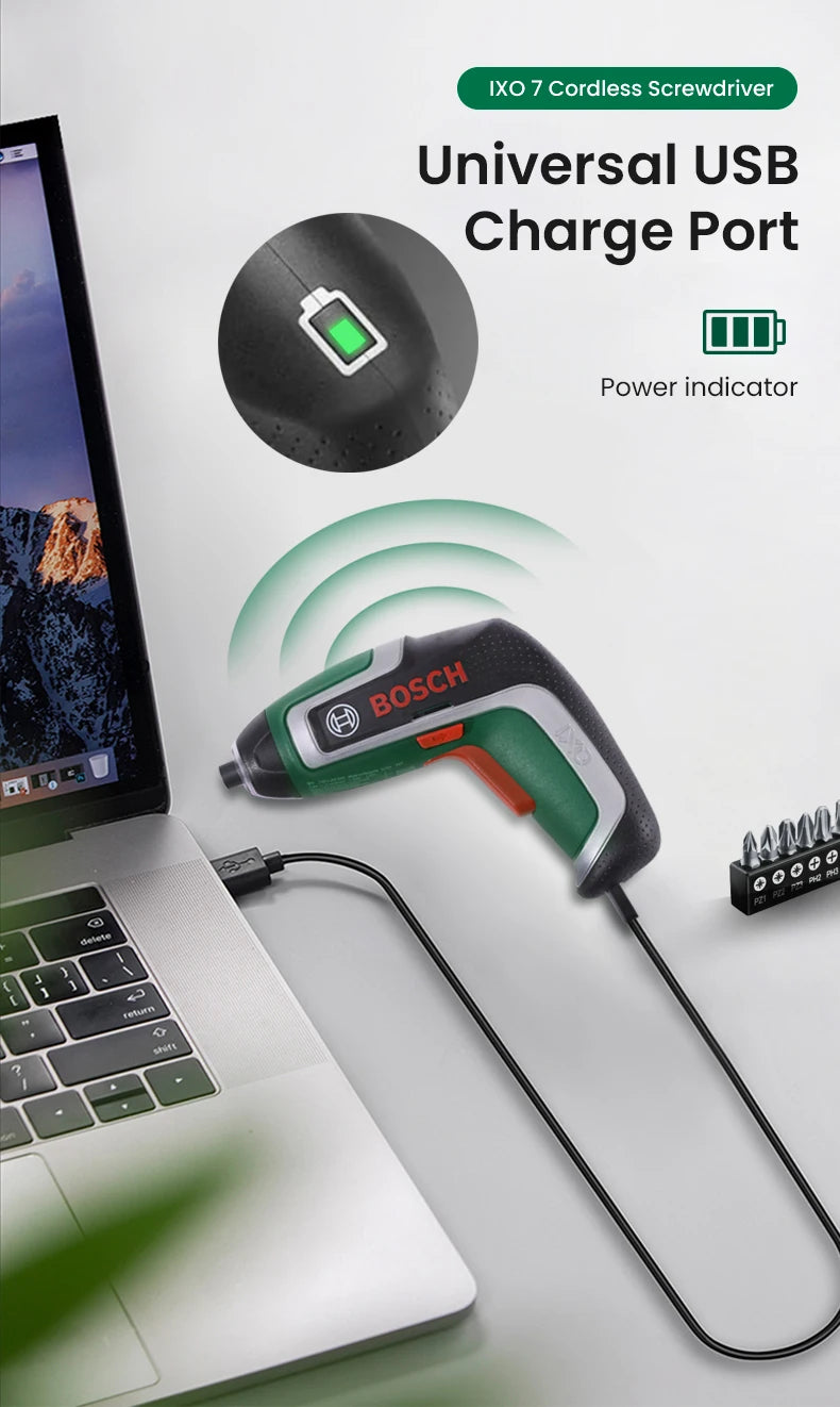 Bosch IXO 7 Cordless Electric Screwdriver Mini Electric Drill 5.5Nm 235rpm 3.6V  Rechargeable Screwdriver Power Tool