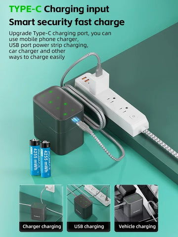 AA Smart Battery Charger 8 Slots for 1.5V AAA Rechargeable Lithium Ion Batteries Intelligent 1200 Times Recycle Fast USB Charger