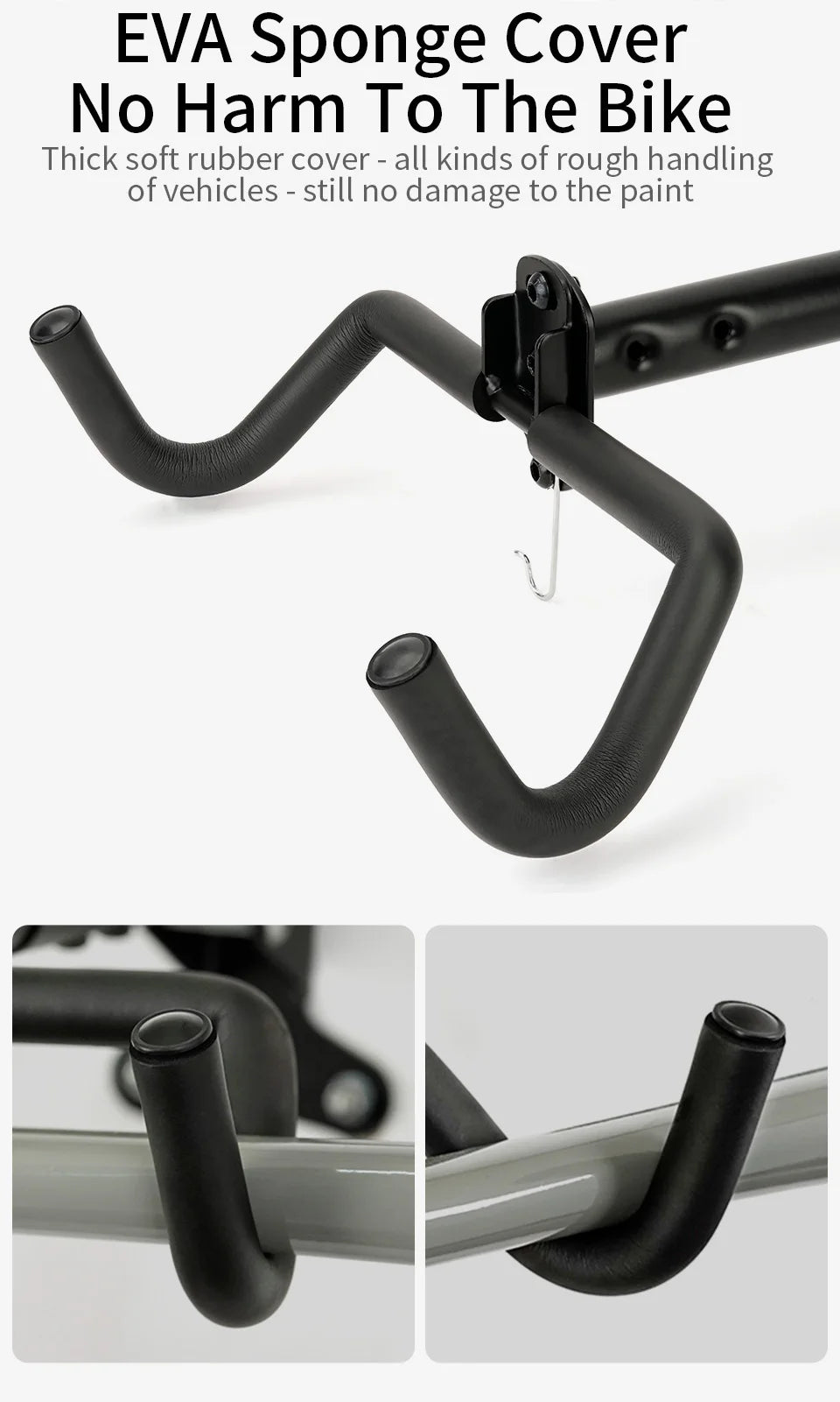 JSHOU BIKE Wall Mount Garage Bike Rack Adjustable Hanger Storage Bike Garage Home,Horizontal Bike Hook Bike Holder MTB/Road Bike