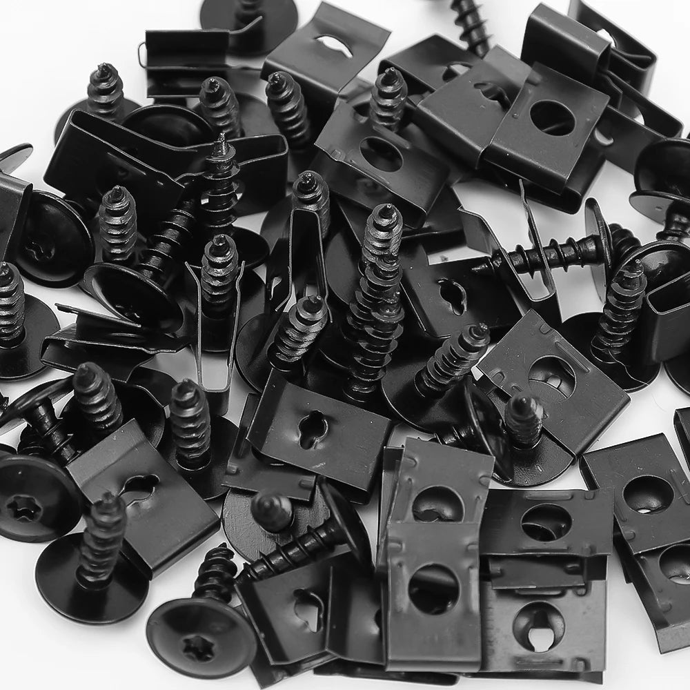 Self Tapping Screws Metal Fastener Clip for Car Motorcycle U-Type Clip with Screw Anti-rust Protection Clip Screw Iron Sheet Kit