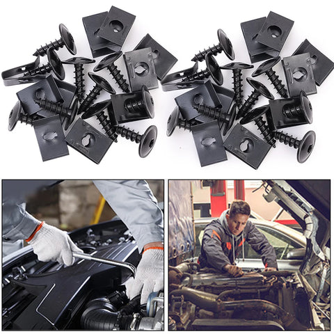 Self Tapping Screws Metal Fastener Clip for Car Motorcycle U-Type Clip with Screw Anti-rust Protection Clip Screw Iron Sheet Kit