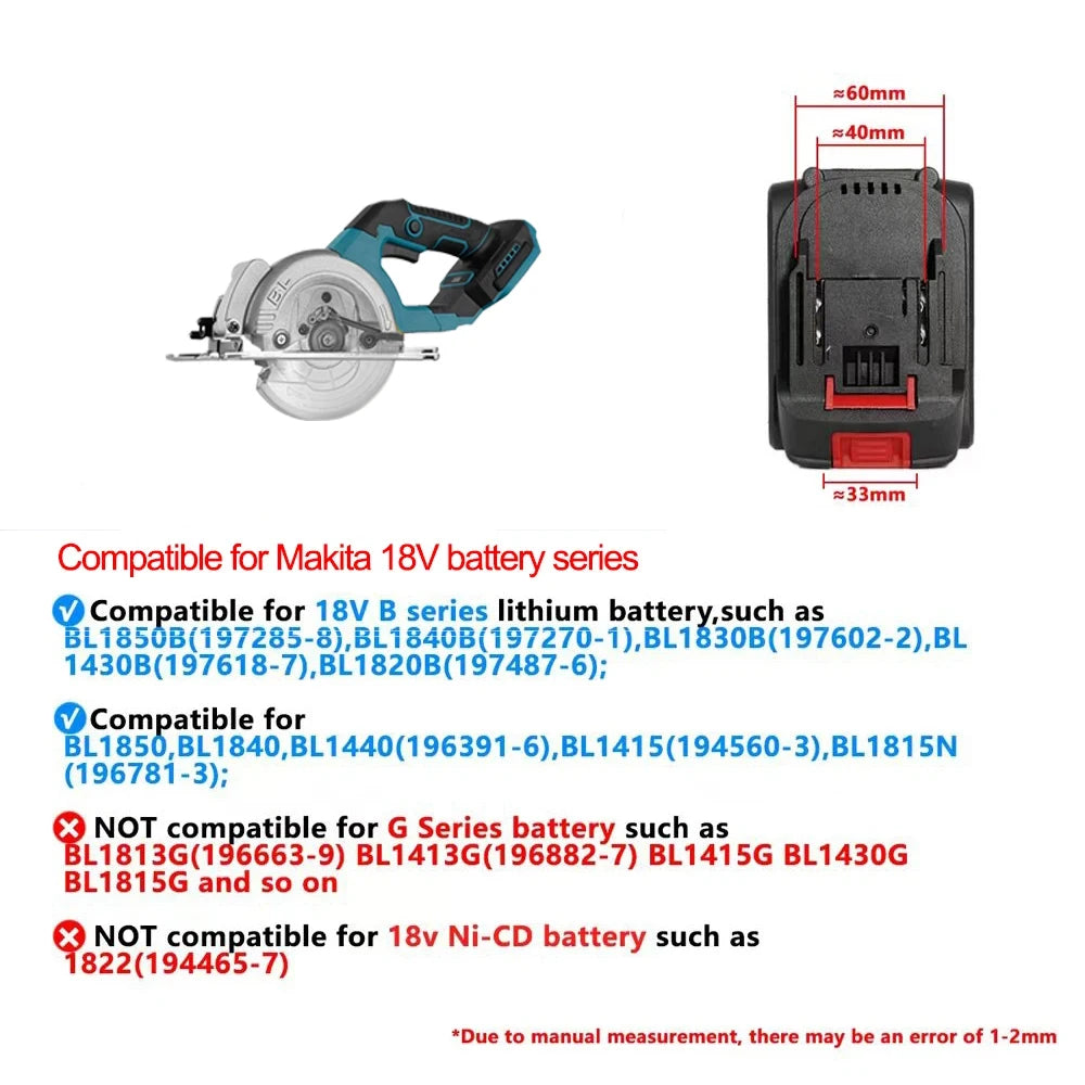 5.5IN Electric Circular Saw Brushless External Rotor Cordless High Power Power Tools Compatible with Dewalt 18V Battery