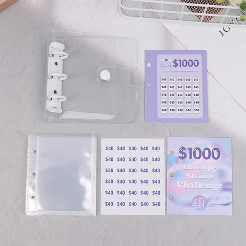 Money Saving Binder $150/300/500/1000 Savings Challenge Binder Mini Binder Cash Budget Storage Book Envelope Savings Notebook