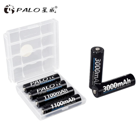 PALO AA and AAA Rechargeable Batteries 3000mAh NI-MH AA Battery LR6 1100mAh AAA LR3+LCD USB USB Charger for 1.2V AA AAA Battery