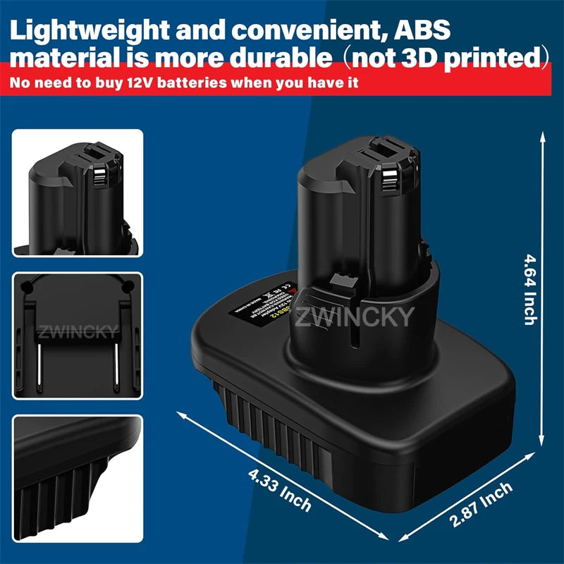 Battery Adapter For Makita/Dewalt/Milwaukee/Bosch 18V 20V Lithium Battery Convert to for Bosch 12V Cordless Power Tools
