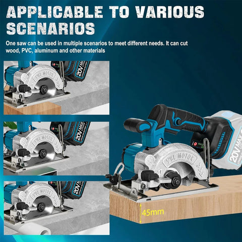 5 Inch 125MM Brushless Electric Circular Saw Hand Push Saw Multifunctional Woodworking Cuttiing Tool for Makita 18V Battery