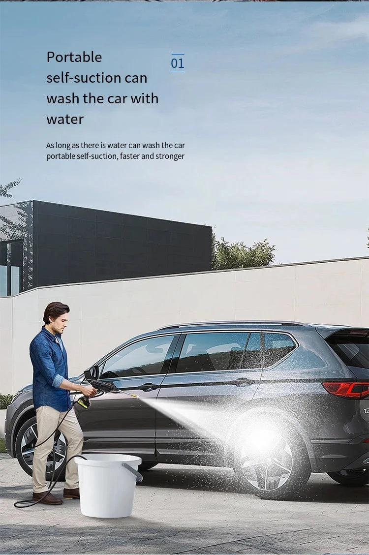 Wireless High Pressure Car Washing Machine with Lithium Battery Rechargeable Electric Car Washer Portable Water Gun Kit Cleaner