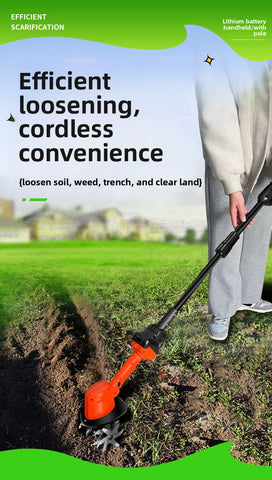 Cordless Electric Tiller Cultivator Portable Electric Garden Rotavator For Garden Vegetable Field Greenhouse Garden Power Tool