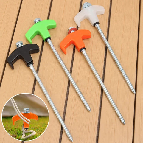 4/10pcs Outdoor Tent Ground Nail 20CM Screw Anchor Stakes Pegs For Trap Shelter Carbon Steel Hexagonal Head Camp Accessories
