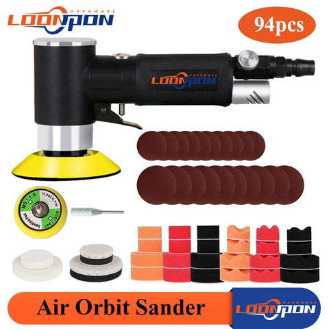 Loonpon Orbit Air Sander Mini Polisher 2"/3" Pneumatic Tools Grinding Machine Set Air Tool for Car Polishing Waxing Rust Removal