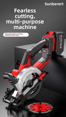 110V/220V Brushless Lithium Battery Electric Circular Saw Rechargeable Wireless Woodworking Hand Saw Power Tools CBA